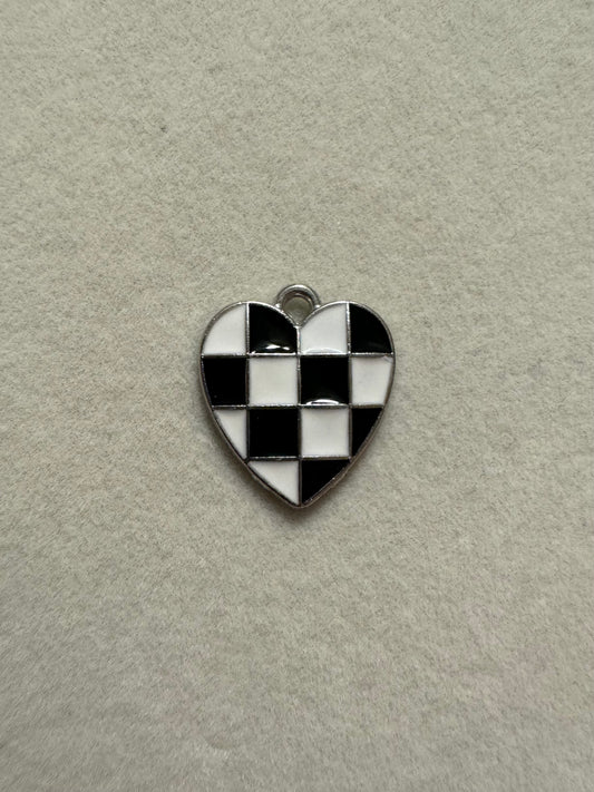 Black & White Checkered Heart