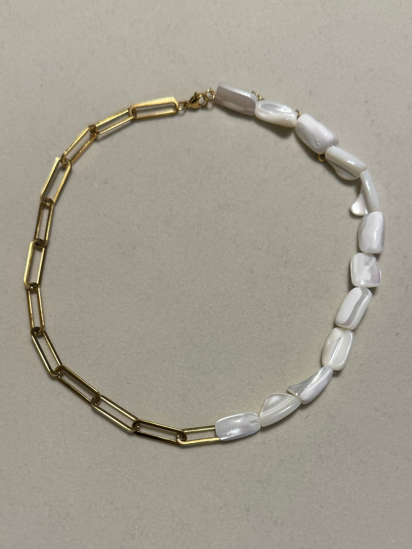 Luxe PaperClip/ Pearled Shell Necklace